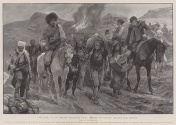 Der Aufstand auf dem Balkan, mazedonische Rebellen entführen albanische Dorfbewohner in der Nähe von Monastir
